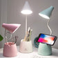 Desk Lamp LED, Desk Lamps with 3 Lighting Modes and Stepless Dimming, Desk Light 360 ° Flexible Gooseneck with Pen Holder & Mobile Phone Stand for Reading Kids Dorm (Pink)